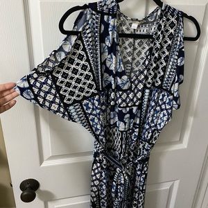 Lightweight “Cold Shoulder” Long Dress w/ Belt